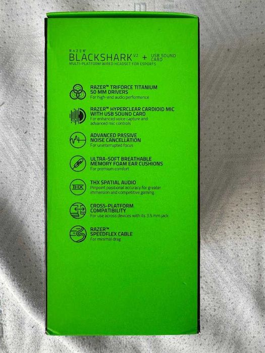 Casti gaming Razer BlackShark V2 + USB SoundCard, Multiplatforma, THX Certified, Drivere 50mm TriForce Titanium, Microfon Cardioid, Negru