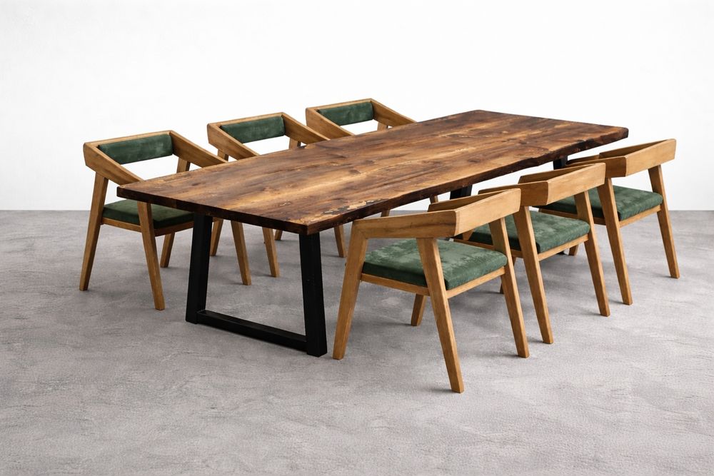 Трапезна маса и столове от орех