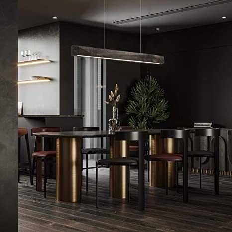 LED ЛЕД висяща лампа, Дървена с регулируема височина, с дистанционно