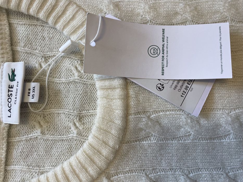 Pulover 100% lana pura Nou cu eticheta Lacoste 3XL