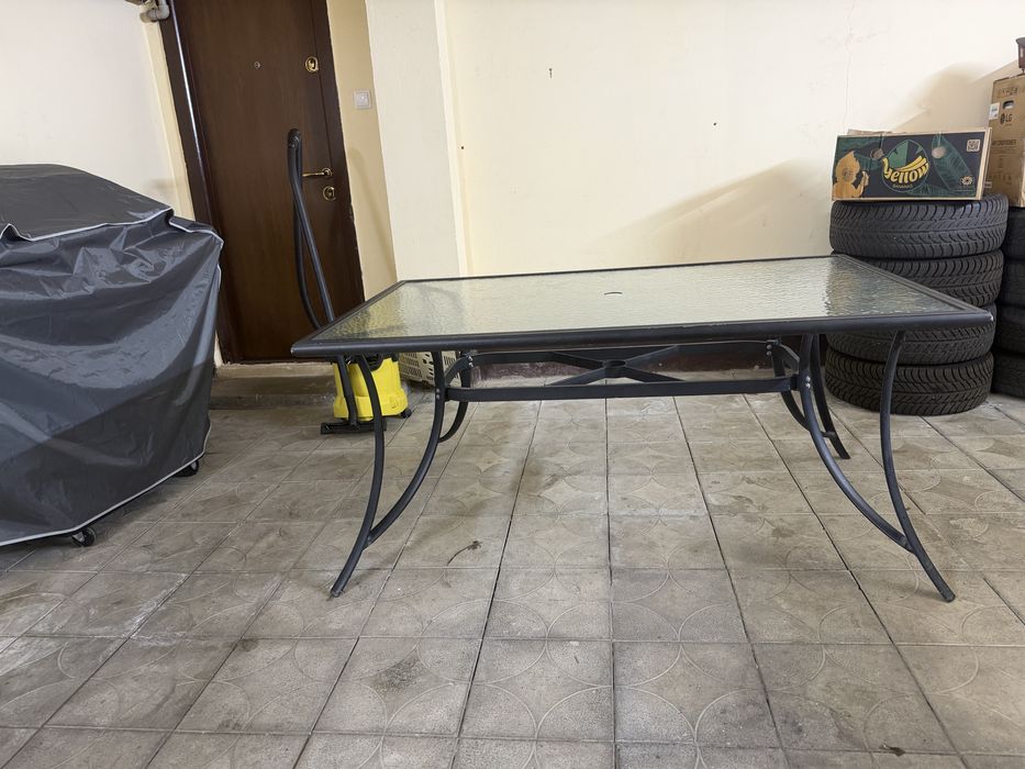 Masa gradina din aluminiu cu sticla