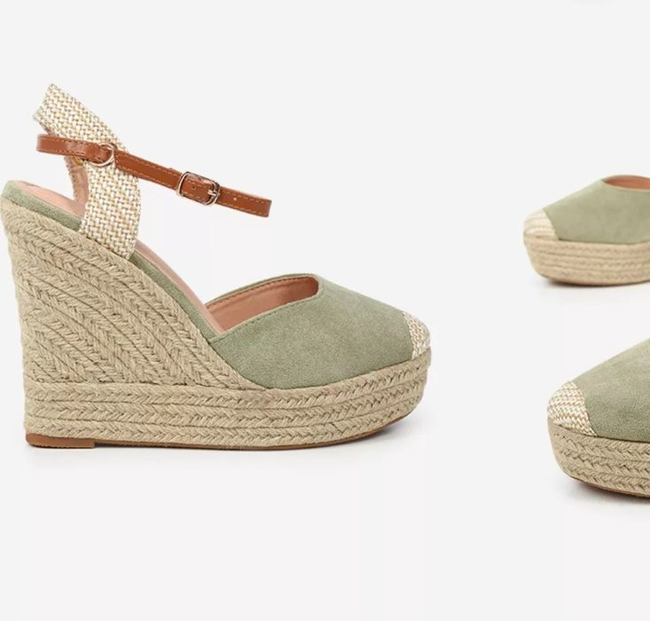 Дамски тюркоазени обувки/еспадрили на платформа