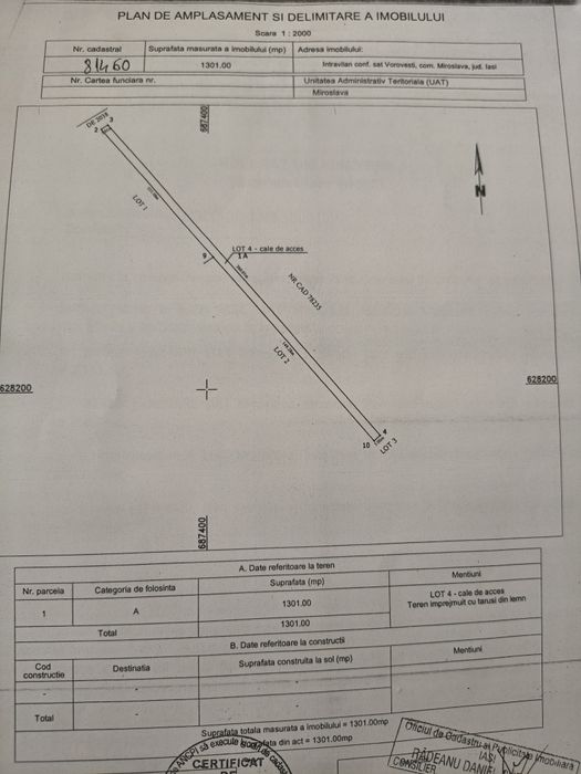 Teren Vorovești – 2 parcele de 1000 mp, utilități, str. Pieptănari (proprietar)