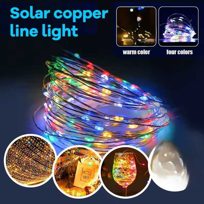 Instalatie LED solara Craciun pentru exterior, color RGB 7-30 metri