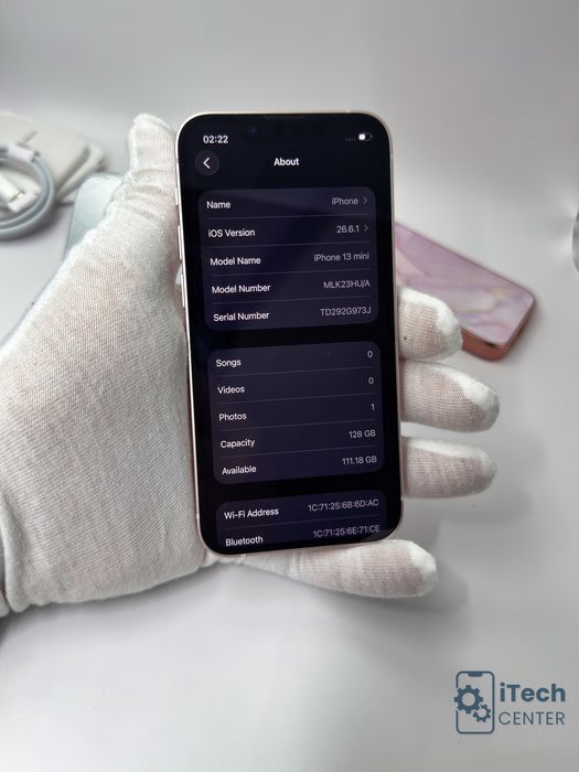 iPhone 13 mini, 128GB, Pink, 100% батерия, КАТО НОВ, 2г. ГАРАНЦИЯ!