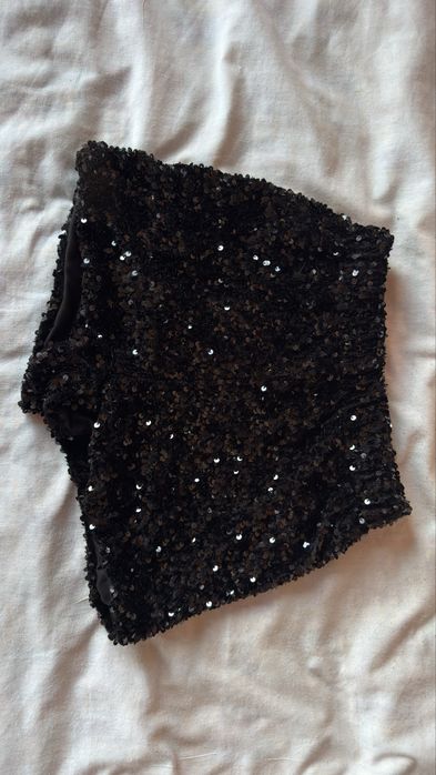 Пайетени къси черни гащи