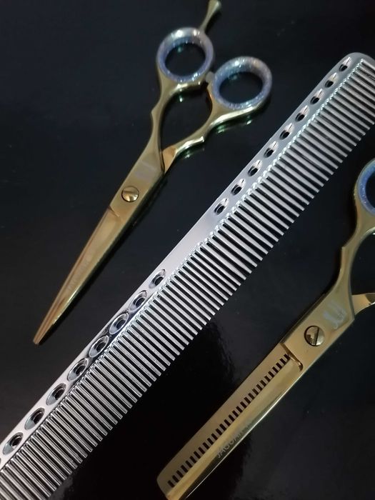 Set Foarfeci profesionale jaguar tuns filat pieptăn 5,5 auriu