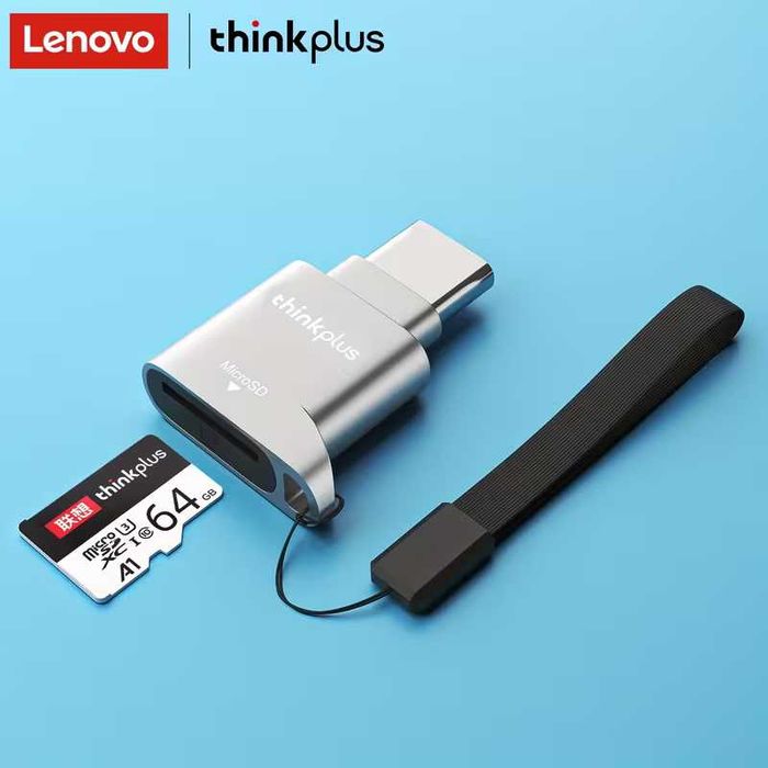Lenovo Thinkplus USB-C Бърз Четец за MicroSD карти с памет Card Reader Type-C Адаптер Телефон iPhone, iPad, Mac, PC, Windows, ANDROID