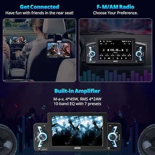 Ново ATOTOEXCEL 5" Едно-Дин Стерео с Безжичен Carplay/Android Auto