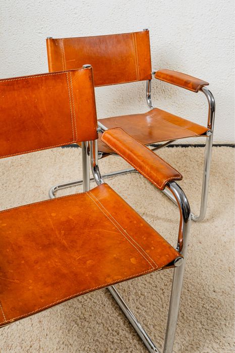 Scaune piele mid century stil Marcel Bauer & Mart Stam 1970