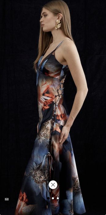 Karen Millen Petite Lily printed tie up maxi dress Size XS