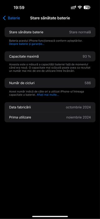 iPhone 16 Pro Max – 256 GB – 93% Baterie – iOS 18.7.2 – Full Box