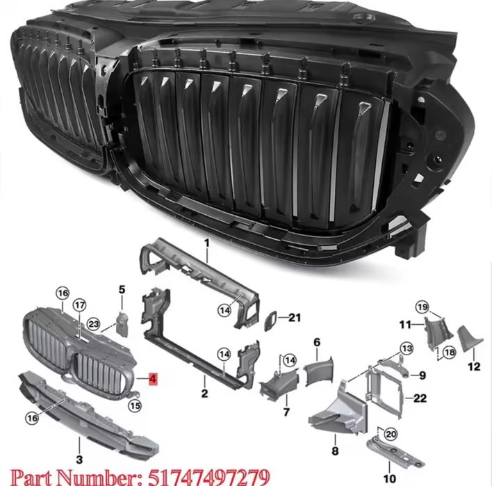 Grila activa hota aer clapete aer Bmw Seria 5 g30 g31 nfl non facelift