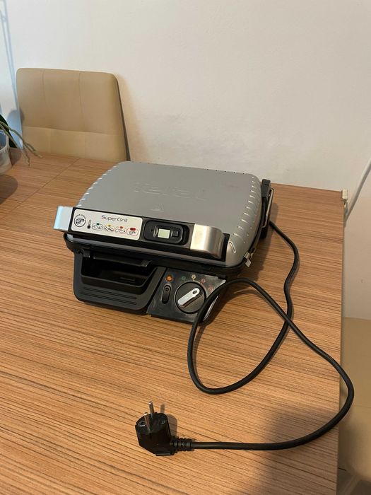 Gratar electric cu timer Tefal Super Grill 2000 W, 4 Nivele, Inox/Negru