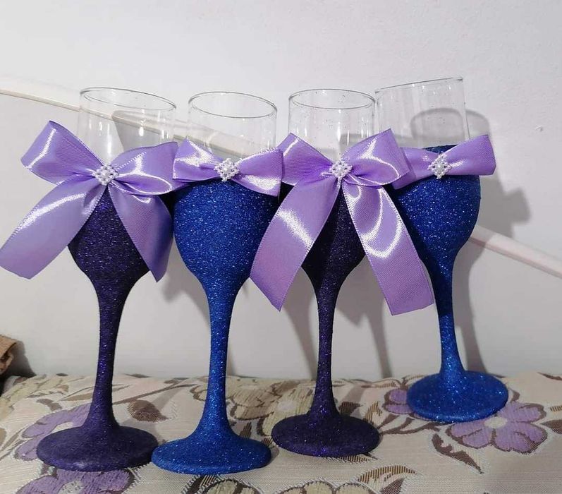 Pahare personalizate pentru nuntă pahare cu sclipici