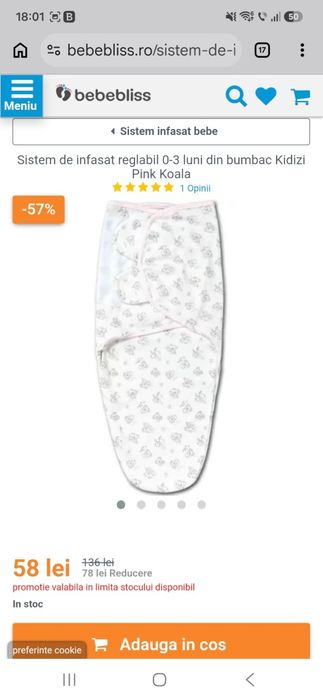 Swaddle (sistem de infasat) kiditzi noi 0-3l