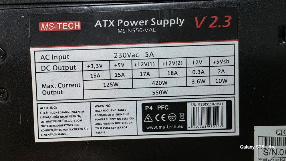 Sursa PC MS-Tech 550W ATX MS-N550-VAL