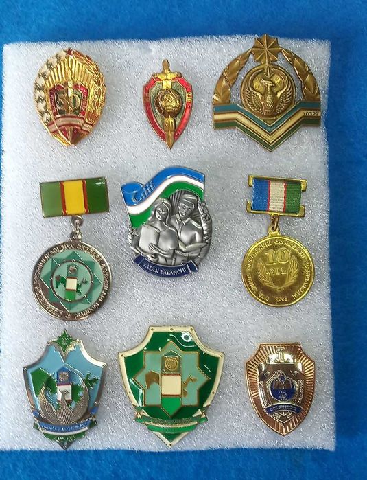 Значки медали КГБ, СНБ Узбекистана  9 шт.