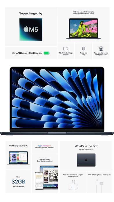 MacBook Air M5 15" 16/512GB Midnight/SIlver