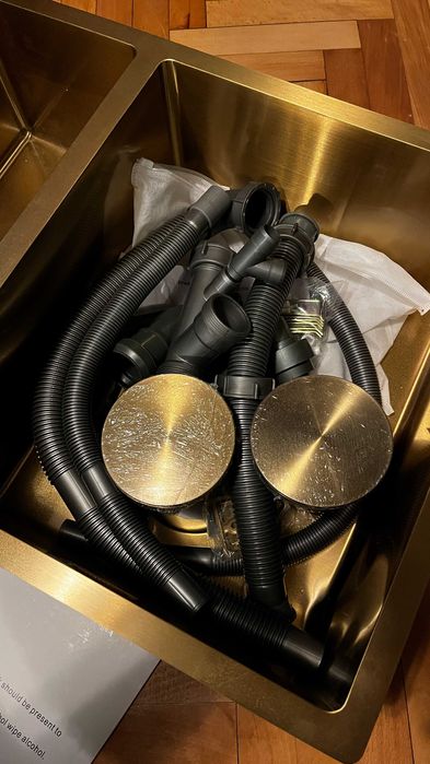 Кухненска мивка Lusso Cubo Brushed Gold Undermount 1.5 Kitchen Sink