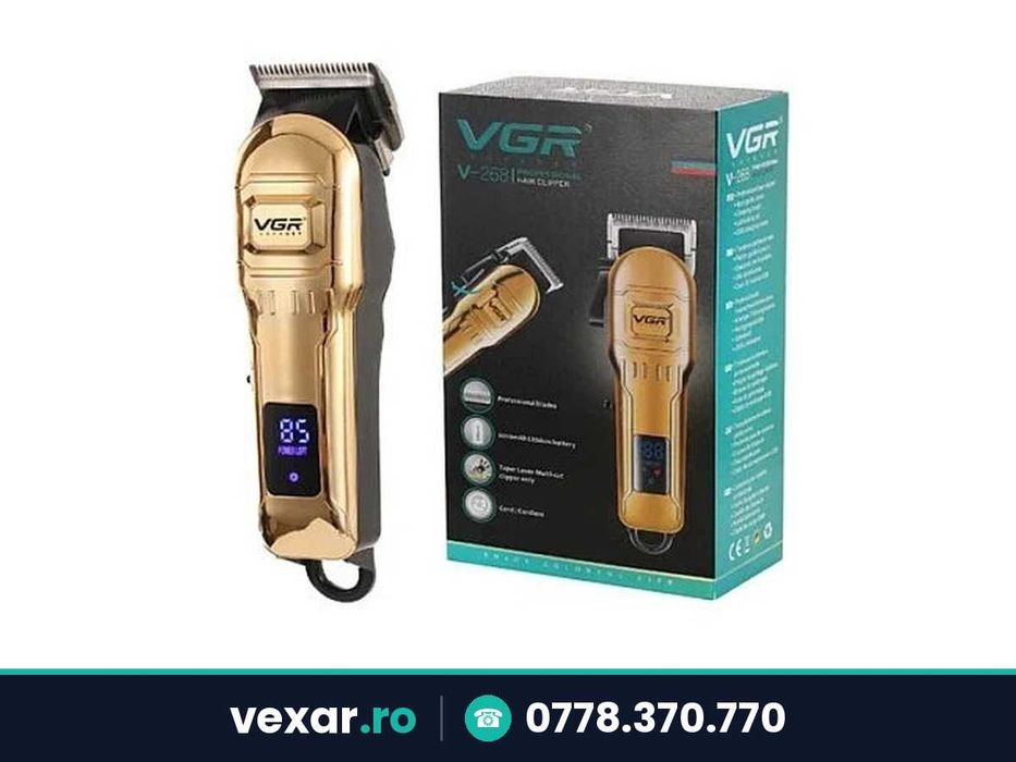 Aparat de tuns profesional VGR V-268, 10W, ecran LCD, incarcare USB