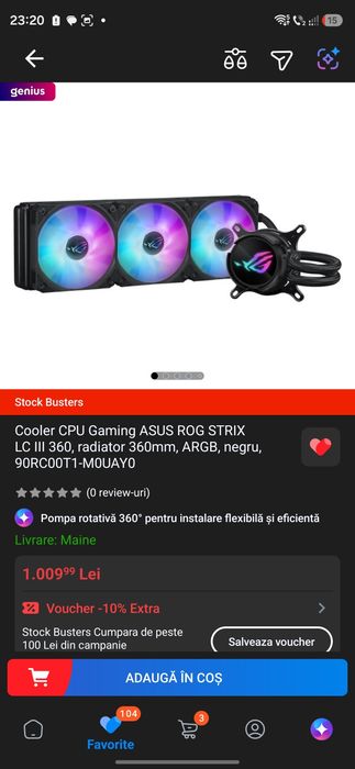 Cooler CPU Gaming ASUS ROG STRIX LC III 360, radiator 360mm, ARGB, negru