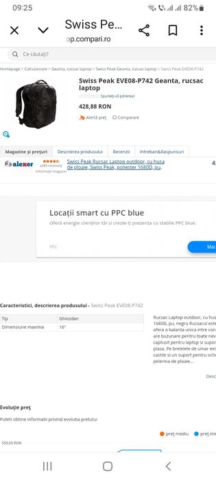 Suisse Peak EVE08-P742 Rucsac/Geantă Laptop negru