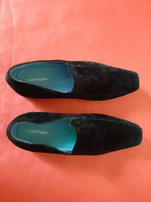 Английски Черни Мокасини от Велур 'Hush Puppies'-No:45