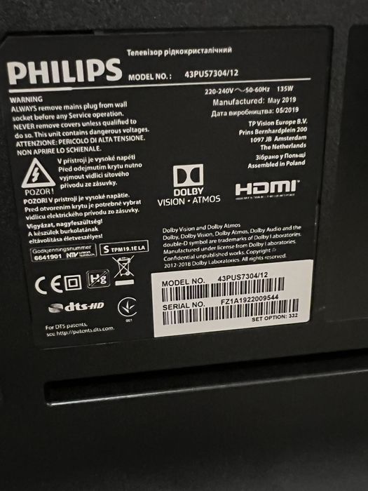 Tv smart 4K Android Phillips ecran spart Ambilight