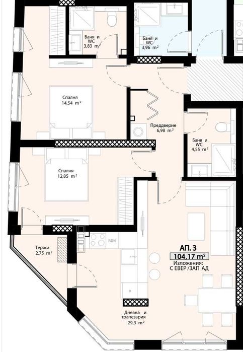 Продава се Тристаен апартамент в Пловдив, Христо Смирненски - 104 кв.м за 1202 €/кв.м - Снимка #1
