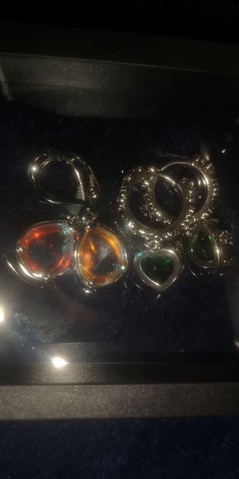 Cercei eleganți argint 925 cu pietre verzi + cercei cu piatră schimbăt