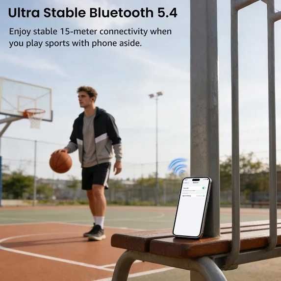 TOZO Леки отворени слушалки с щипка за уши, Bluetooth 5.4 слушалки с AI шумопотискащ микрофон