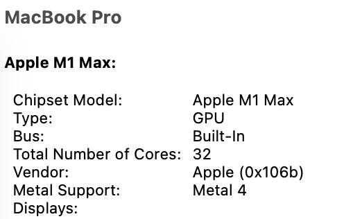 Macbook Pro M1 Max 64GB RAM 1TB SSD