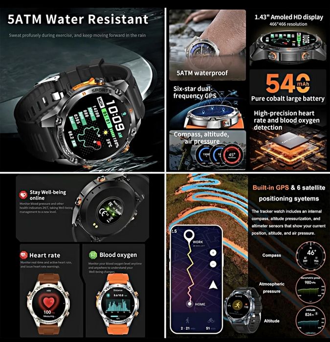 Microwear G100 GPS Smartwatch