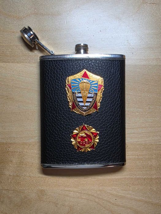 Plosca colectie URSS CCCP VDV ordinul steaua rosie armata sovietica insigne originale militaria vintage inox piele cadou rar colectionari