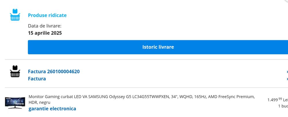 Vand monitor Samsung curbat gaming 34 inch