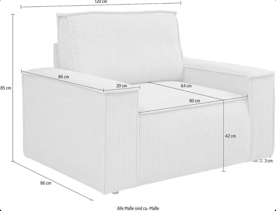 Fotoliu modern pentru living 120 cm, tapițat în material textil, design contemporan