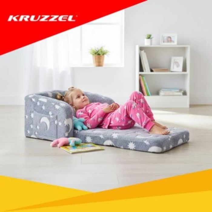 Детски плюшен разтегателен Фотьойл, Детско кресло Kruzzel, свети в тъмното