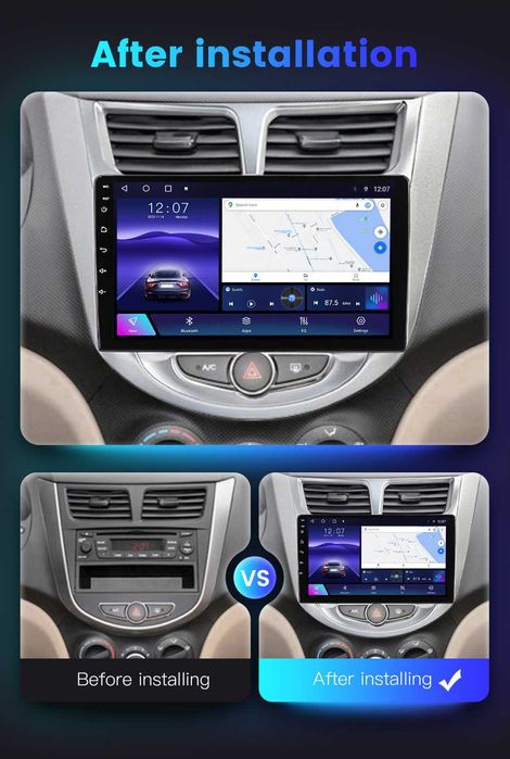 Navigatie Android 14 Hyundai Accent 2010-2016 Waze CarPlay CAMERA