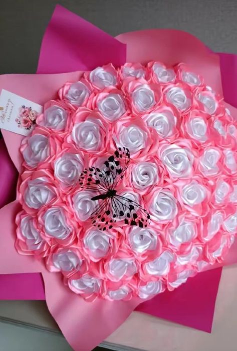 Розы из атласных ленты ручная работа одна роза 12000