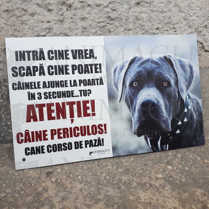 Placa Avertizare Caine Rau Periculos Cane Corso