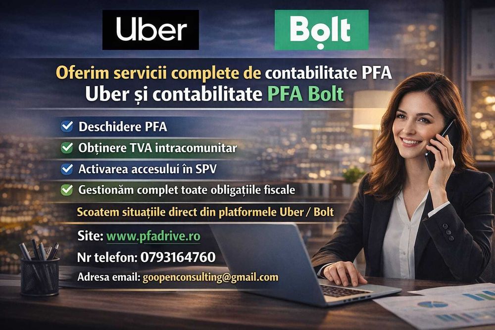 UBER - Bolt - CONTABILITATE - Înființare PFA