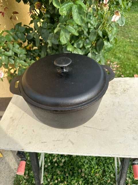 Set oala fonta 8L cu capac, gratar fonta 28cmx28cm, tigaie fonta 25cm