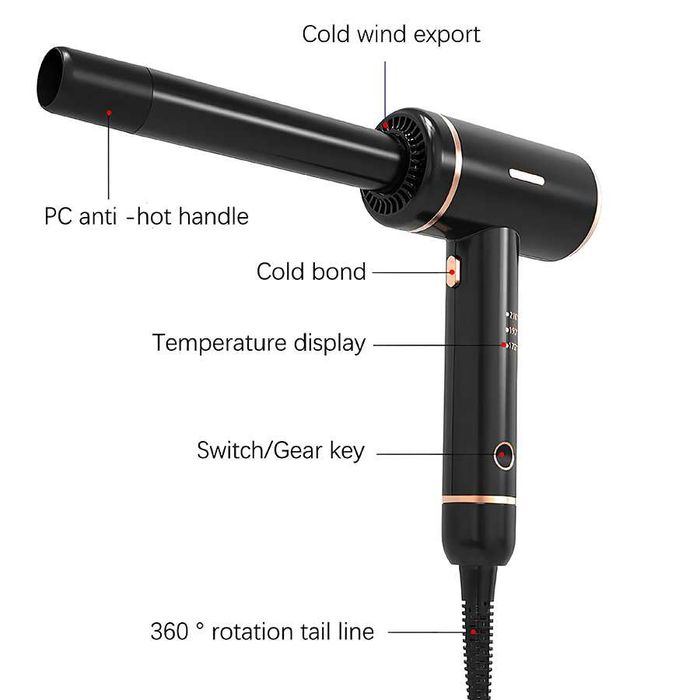 Ondulator de par, Model LS-083, diametru 2.54 cm, Ioni Negativi, Negru