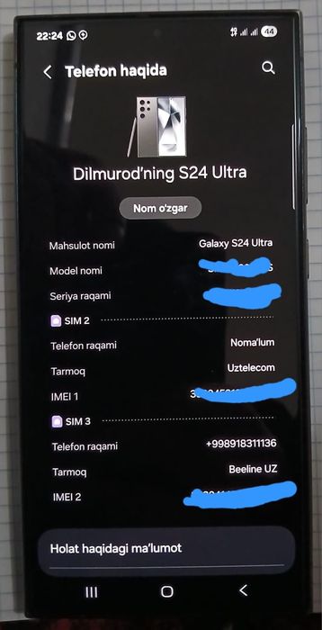 Срочно Samsung S24 Ultra сотилади. 700$ боладиган нархи шу.