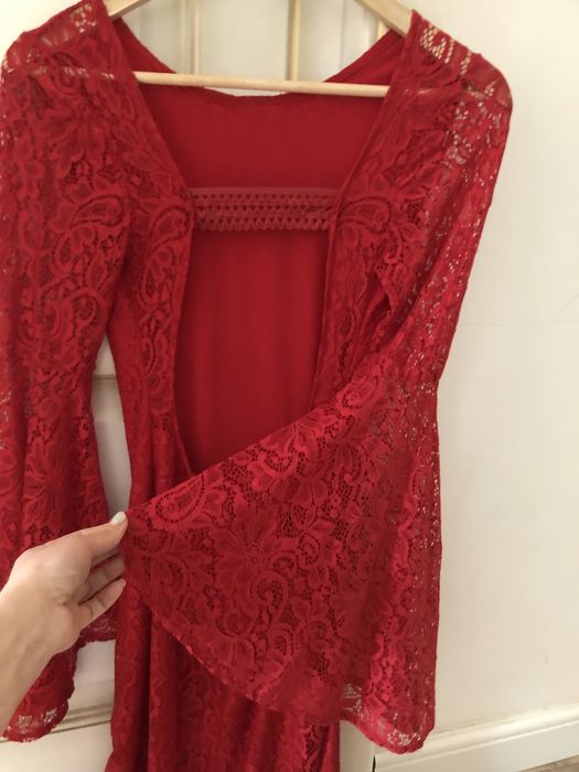 Rochie sexi roșie spatele gol midi
