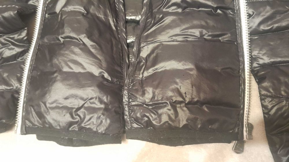 Черно преходно дамско яке  с пух