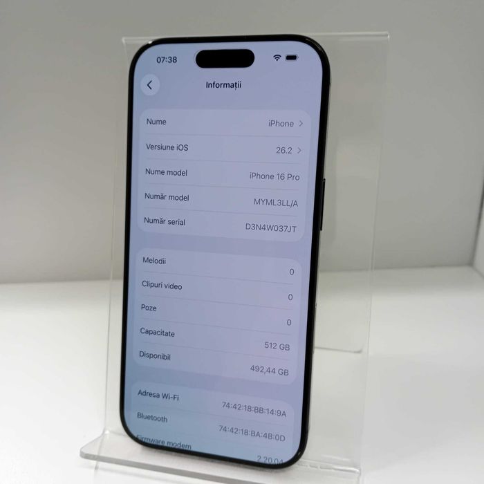 Iphone 16 Pro 512Gb (ag49 Esplanada b.7480) Garantie 2 Ani !