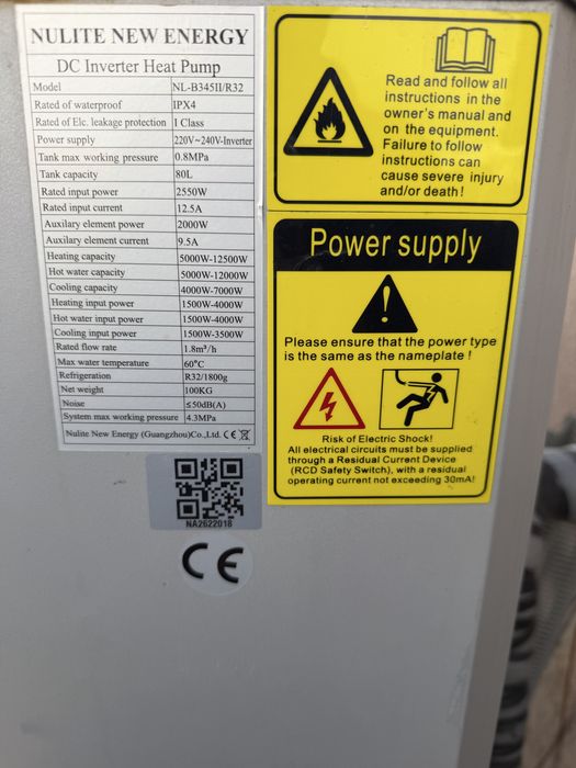 Pompa de caldura 12kw Nulite R32  monobloc cu inverter