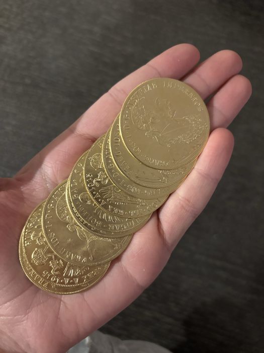 Vand monede Frank Iosif 4 ducat 1915 placati cu aur de 24k